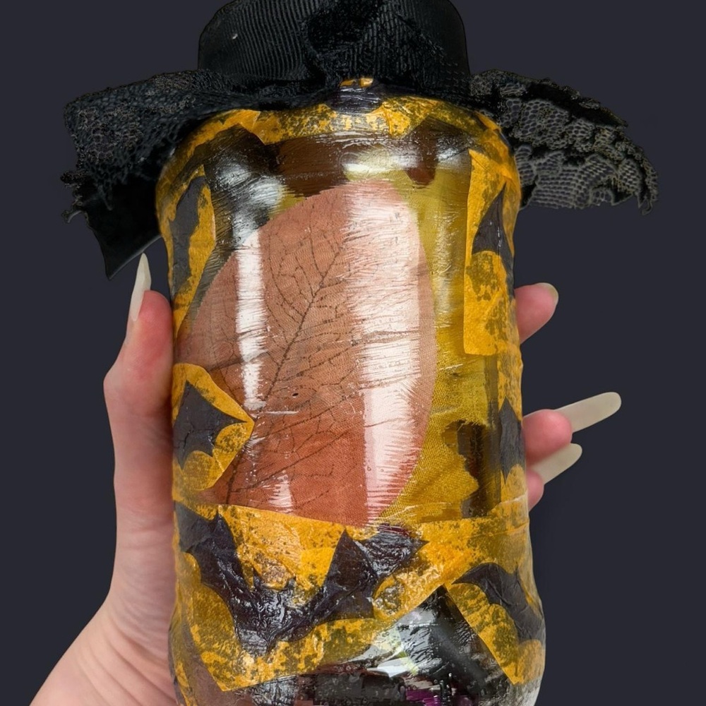 Handcrafted Autumn Leaf Decor Jar